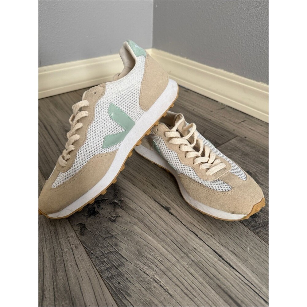 Veja Women Sneakers White Beige with Mint V Logo